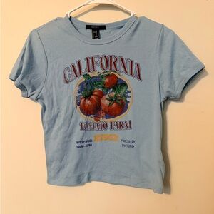 Forever 21 Light Blue California Tomato Graphic Tee Sz Large